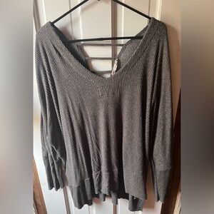 Gray Ribbed Knit Sweater